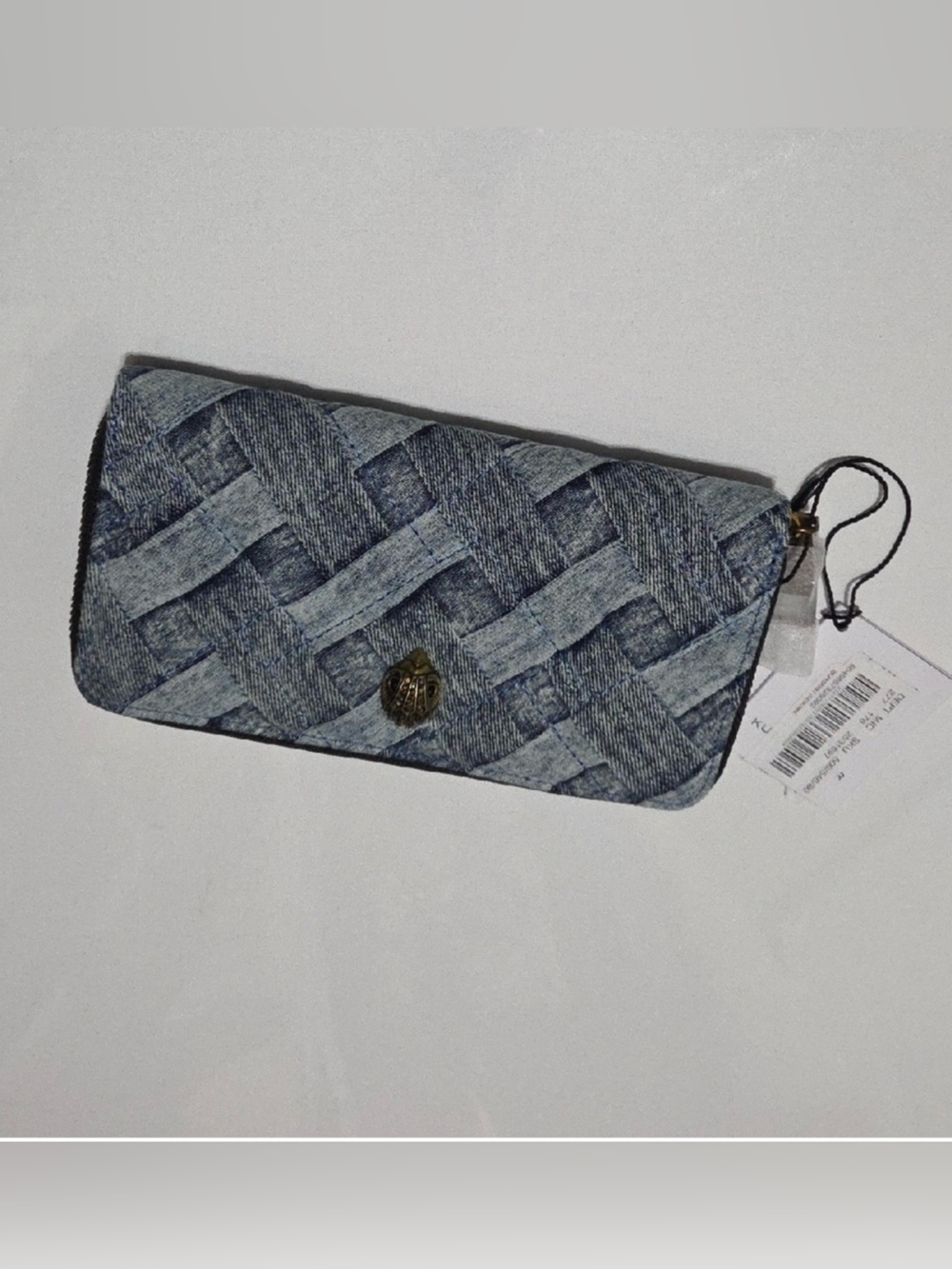 Kurt Geiger Denim Weave Zip Wallet - Blue Jean
